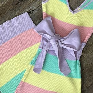 Pastel Striped Knit Midi Dress